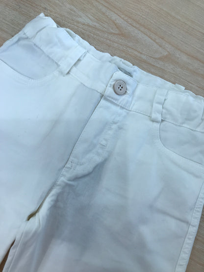 Pantalone Jo Milano in cotone bianco con tasche sul davanti e sul retro
