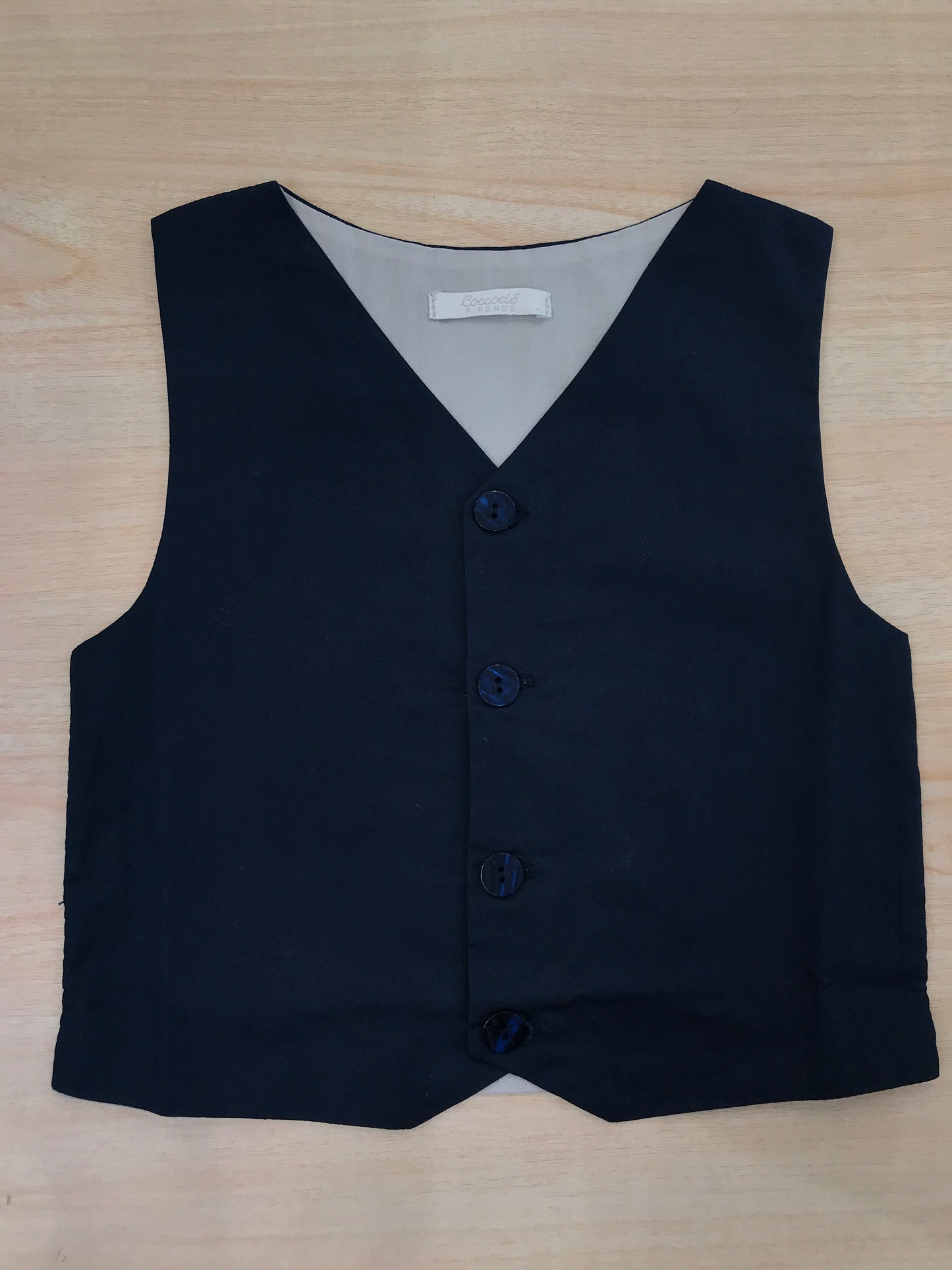 Gilet Coccodè in cotone blu scuro con piccoli bottoni blu