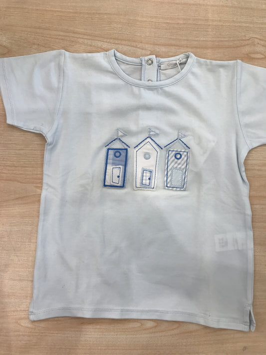 T-shirt Coccodèin cotone mezza manica celeste con disegni sul davanti