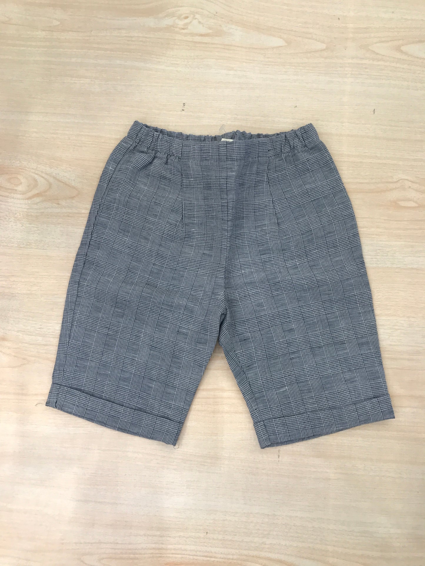 Pantalone Colibrì in cotone blu scuro a quadroni con rifiniture bianche