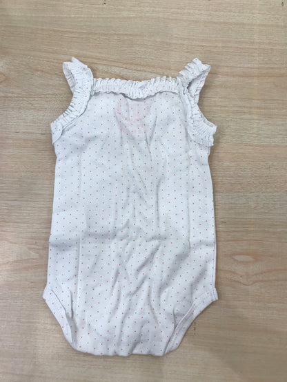Body Coccodè in cotone bianco con pois rosa spalline con rusche