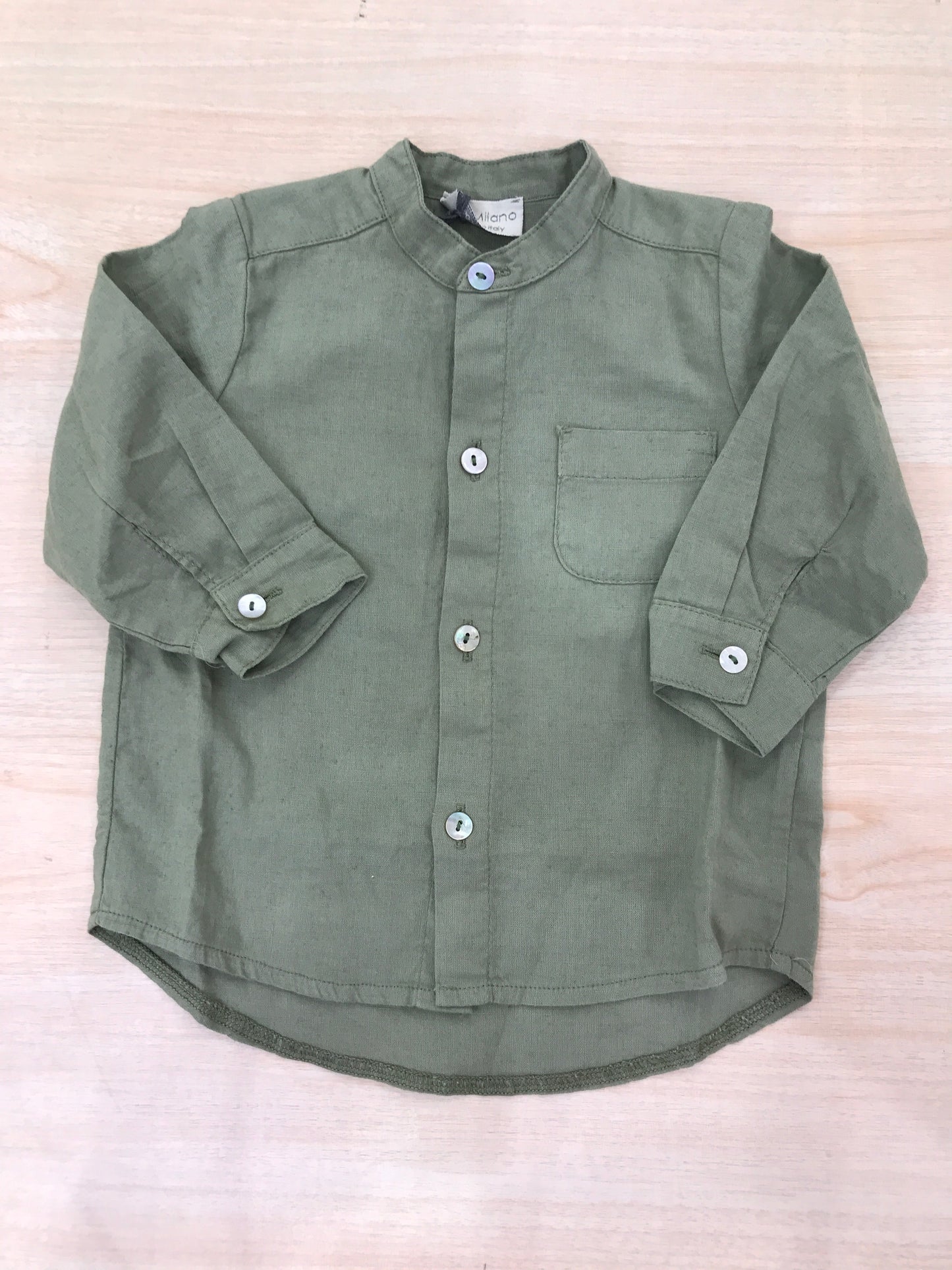 Camicia Jo Milano coreana con taschino e bottoni perlati