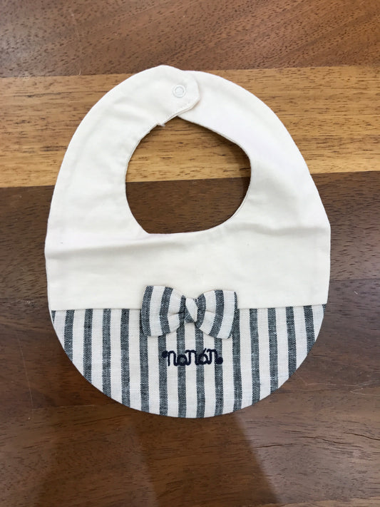 Bavetta Nanan in cotone beige con righe e fiocchetto