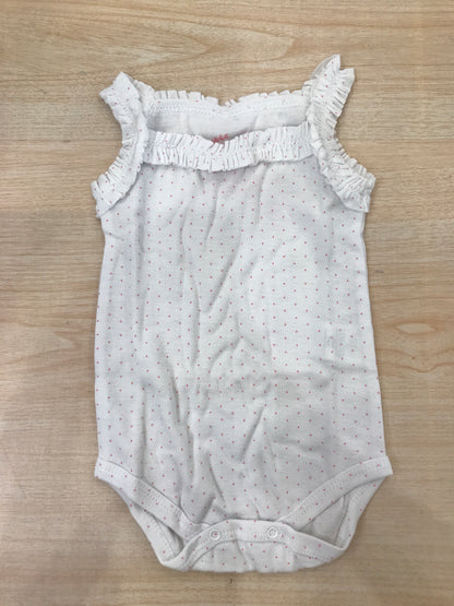Body Coccodè in cotone bianco con pois rosa spalline con rusche