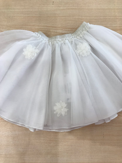 Gonna Nanan in tulle bianca con fiorellini con elastico brillantinato in vita