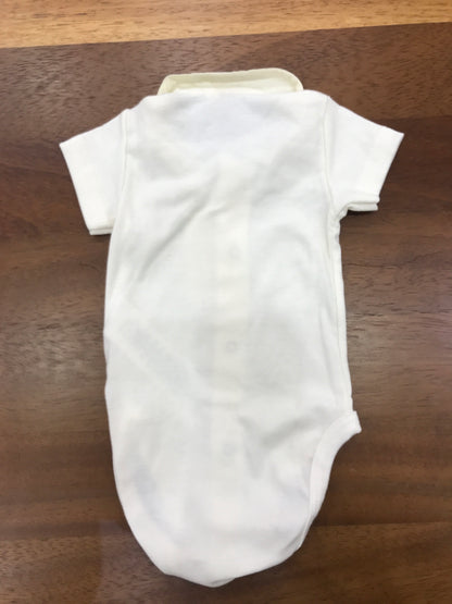 Body Petit Bateau in cotone mezza manica con collo tondo con ricami in celeste