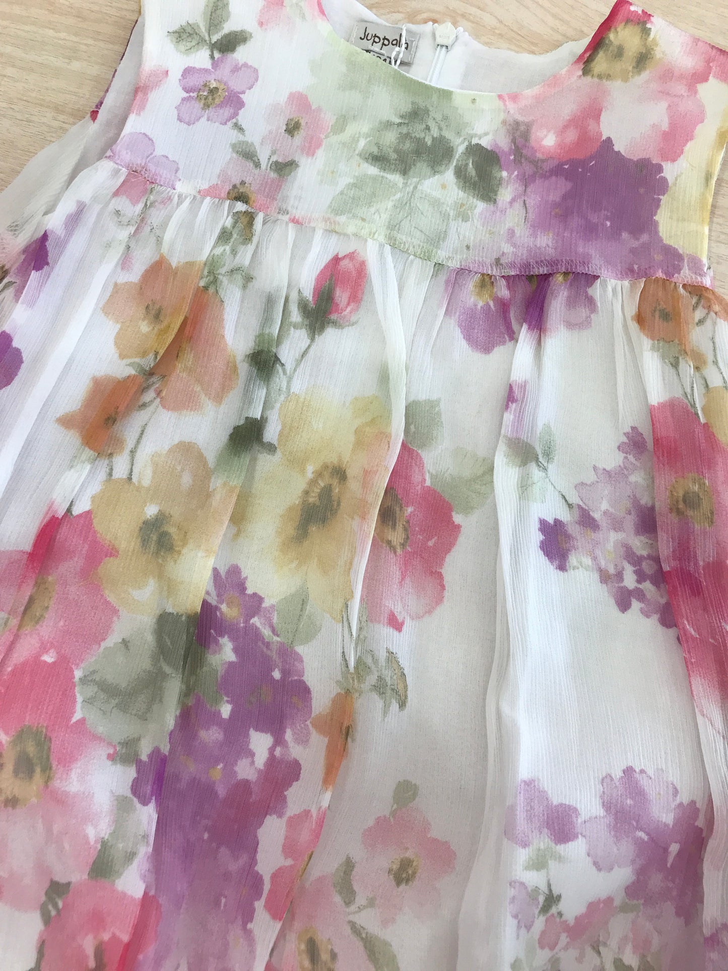 Abito Juppolà in cotone con fiori colorati smanicato