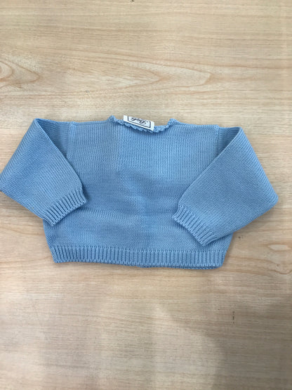 Scaldacuore in filo di cotone con tre bottoni in madre perla con collo a punta