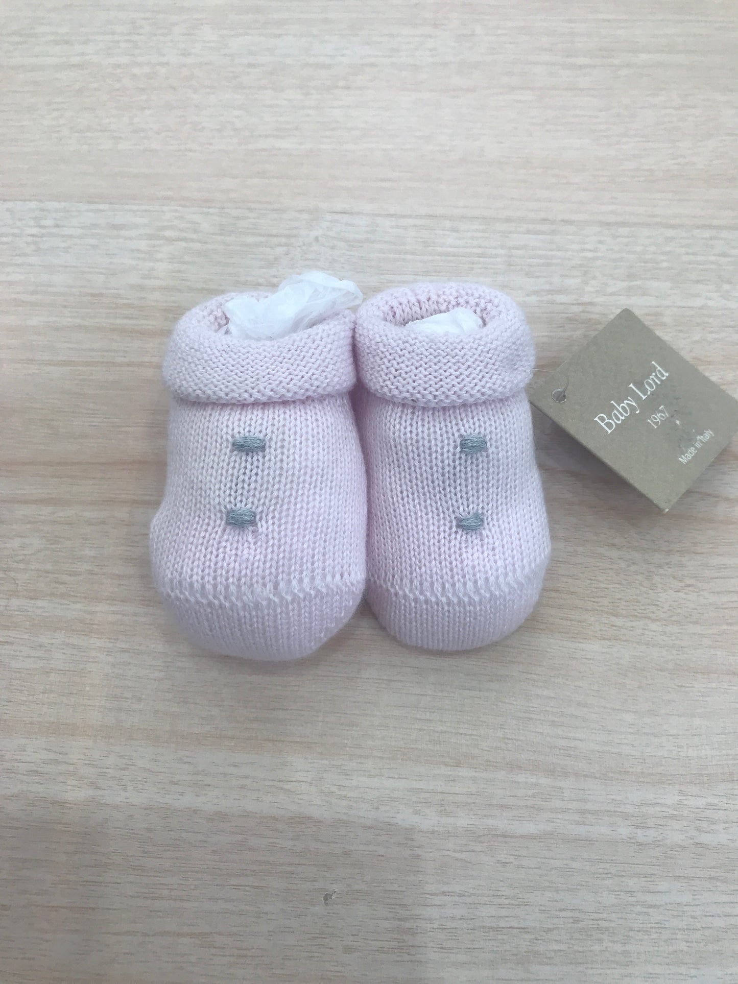 Babbucce Baby Lord infilo rosa con nodini grigi sul davanti