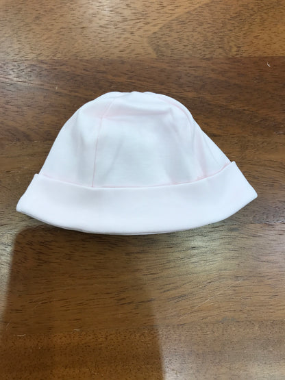 Cappello Baby Gi in cotone rosa con risvolto con farfalla applicata lateralmente