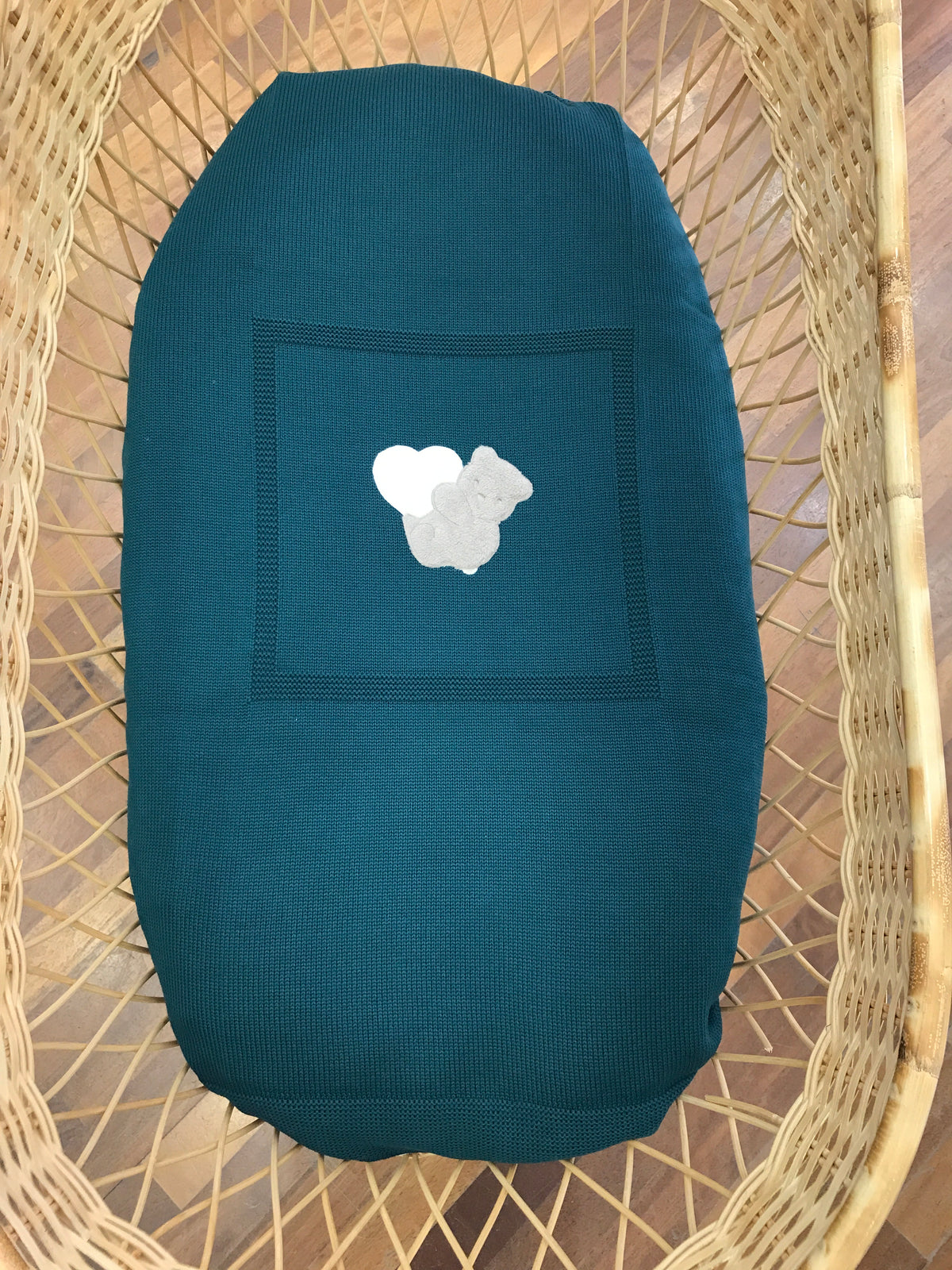 Coperta Baby Lord in lana verde curo con orsetto peloso centrale