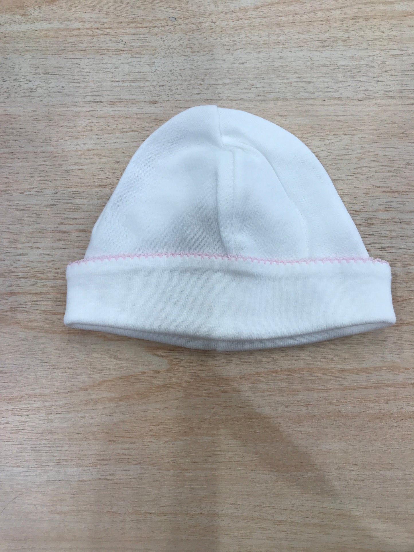 Cappello Laranjnha bianco con risvolto con ricamo rosa