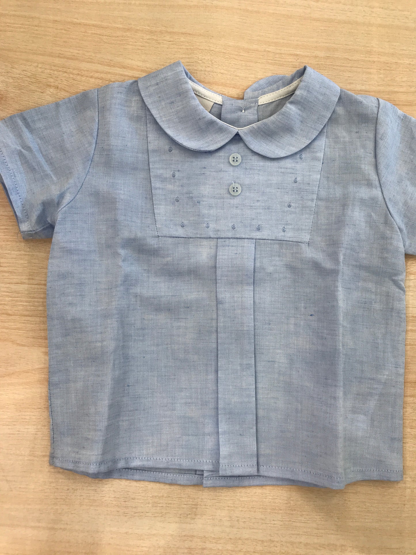 Camicia Paz Rodriguez in cotone mezza manica con collo tondo con pois in rilievo