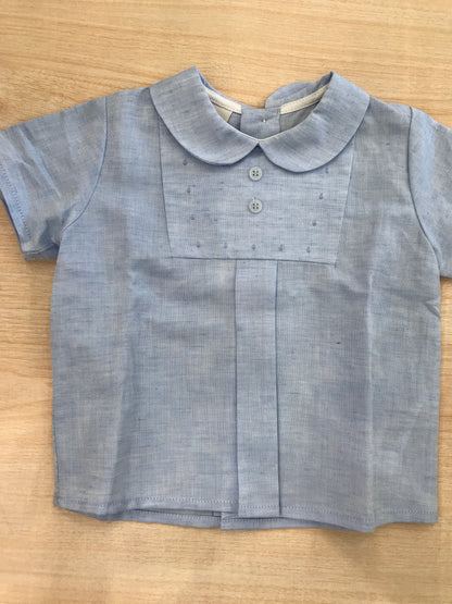 Camicia Paz Rodriguez in cotone mezza manica con collo tondo con pois in rilievo
