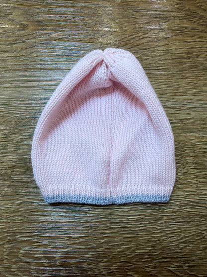 Cappello Le Dodò in lana rosa con profilo grigio