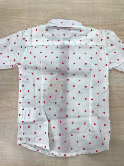 Camicia Croce Fisso Milano in cotone manica lunga bianca con pois rossi