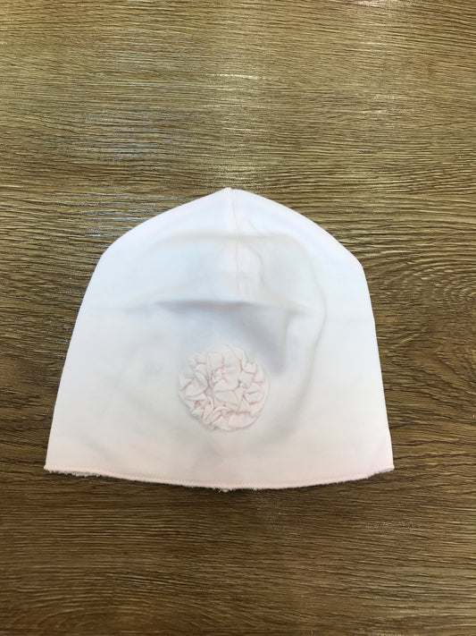 Cappello Nanan in cotone rosa con fiorellino applicato sul davanti in rilievo