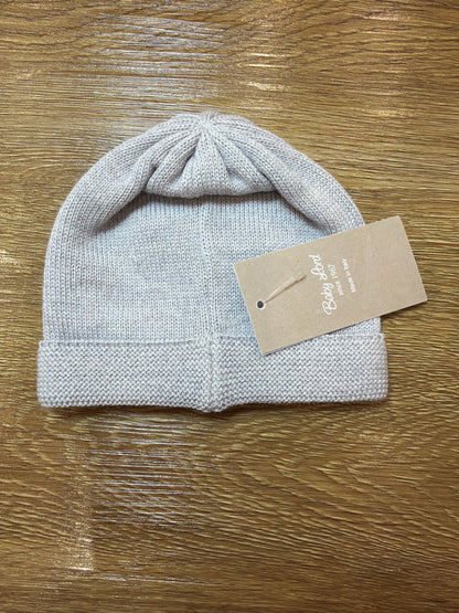 Cappello Baby Lord in lana grigio perla con cuore in pizzo centrale