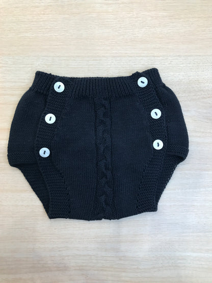 Culotte PCS in filo blu scuro con bottoncini e lavorazione sul davanti