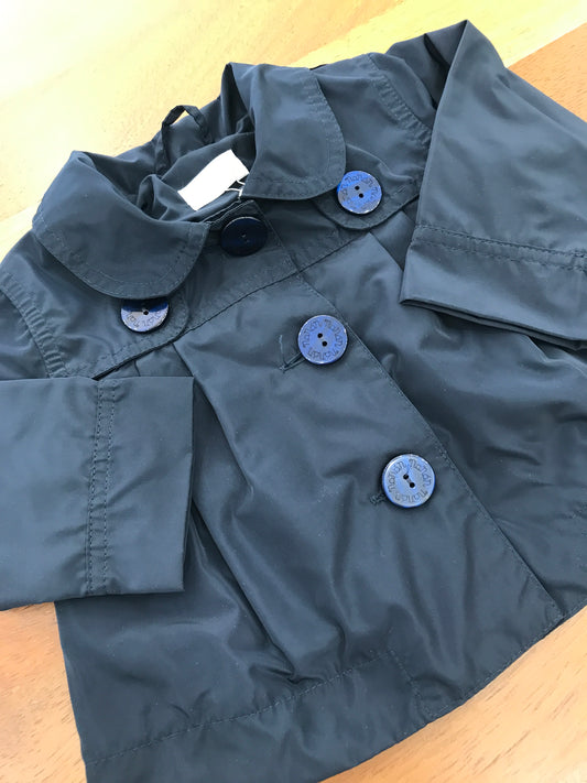 Giacca Impermeabile Nanan blu a campana manica lunga con bottoni sul davanti