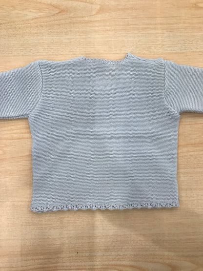Cardigan Baby Lord in filo celeste ad incrocio smerlato