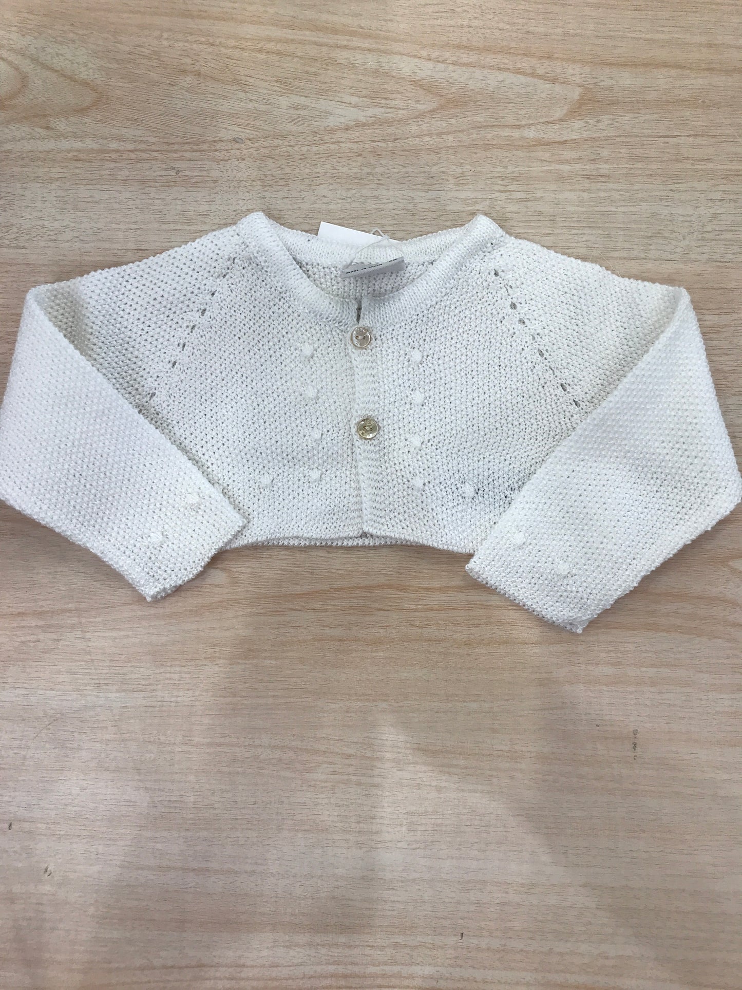 Cardigan Paz Rodriguez in filo panna traforato con pois tono su tono in rilievo