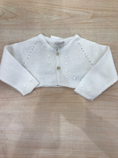 Cardigan Paz Rodriguez in filo panna traforato con pois tono su tono in rilievo