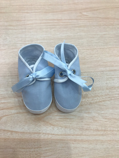 Babbucce Delizie Baby in cotone celeste con fiocchetto