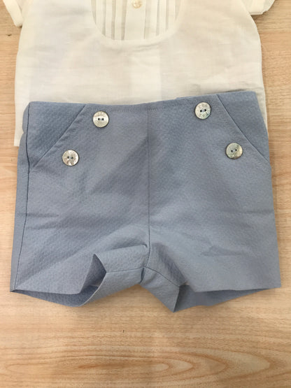 Completo Paz Rodriguez in cotone camicia mezza manica con papillon al colletto con pieghe con pantalone corto