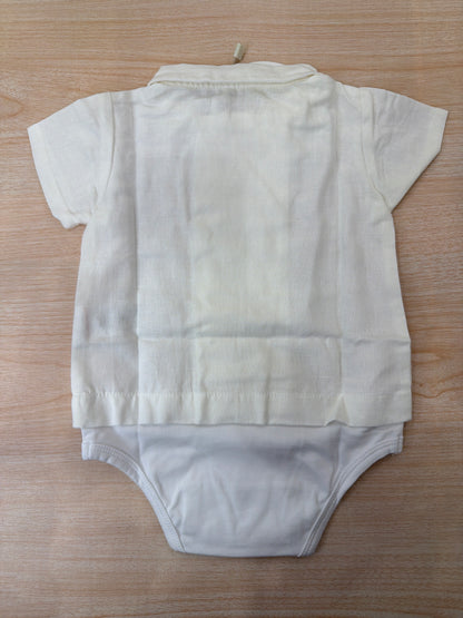 Body Laranjinha in cotone effetto camicia bianco mezza manica con collo con punta con bottoncini sul davanti