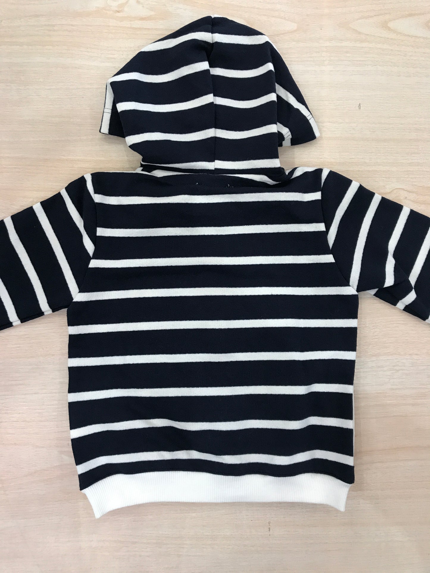 Felpa Jo Milano in cotone bianco e blu a righe con zip e cappuccio