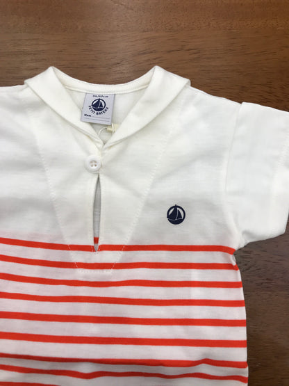 Completino Petit Bateau in cotone due pezzi a righe mezza manica con collo marinaretto