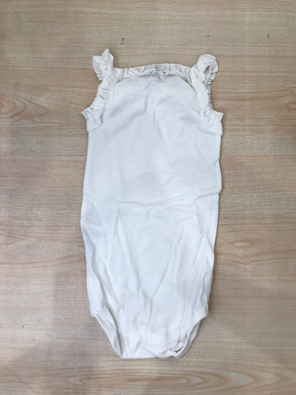 Body Coccodè in cotone con spalline e rusche con disegno rosa sul davanti