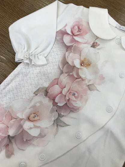 Coordinato Sofija in caldo cotone panna con fiori