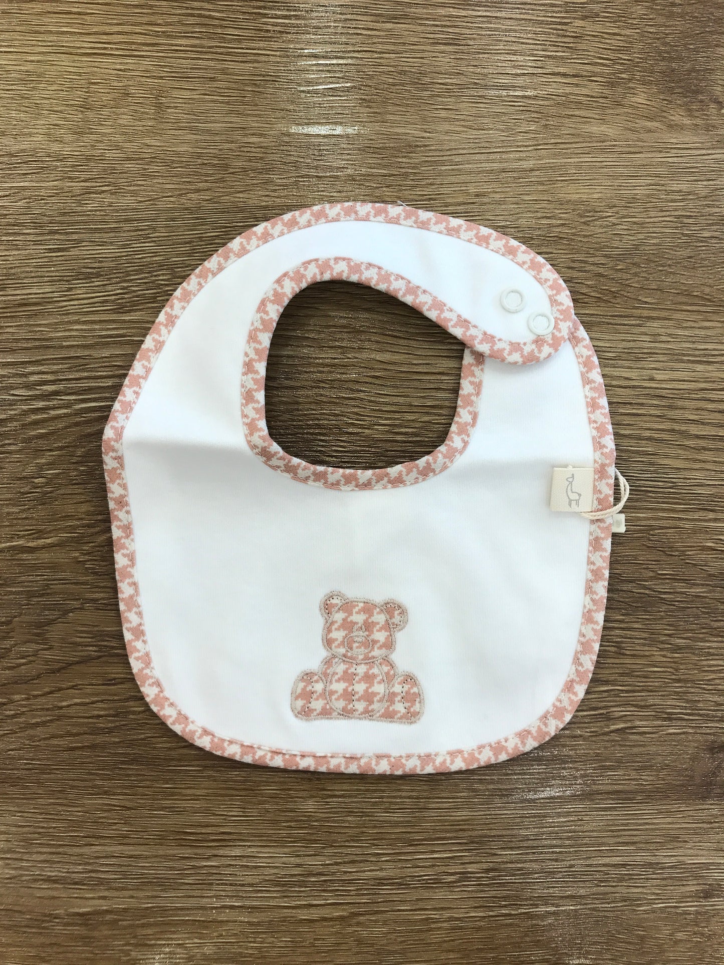 Bavetta Baby Gi in cotone panna con orsetto sul davanti