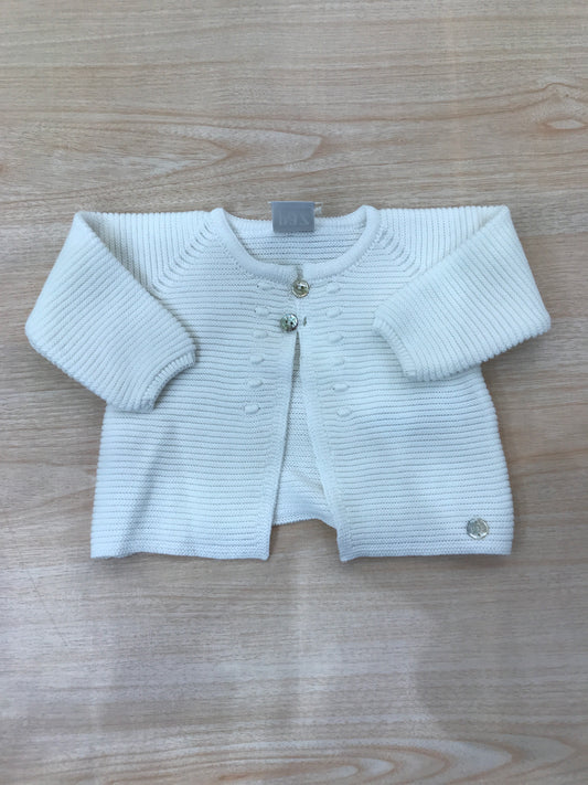 Cardigan Paz Rodriguez in filo panna manica lunga con piccoli bottoni sul davanti con pois