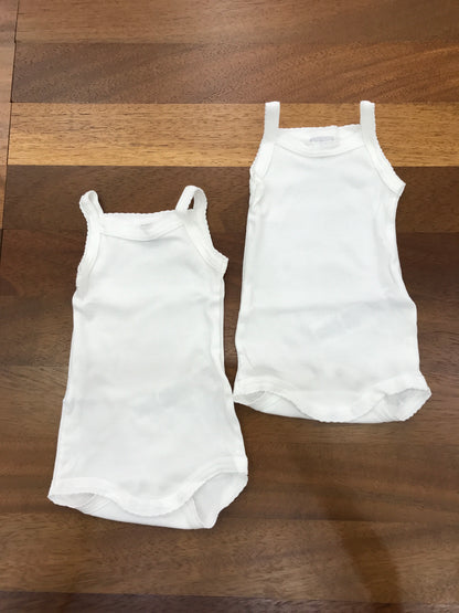 Body Petit Bateau coppia con bretelle  bianco di cotone