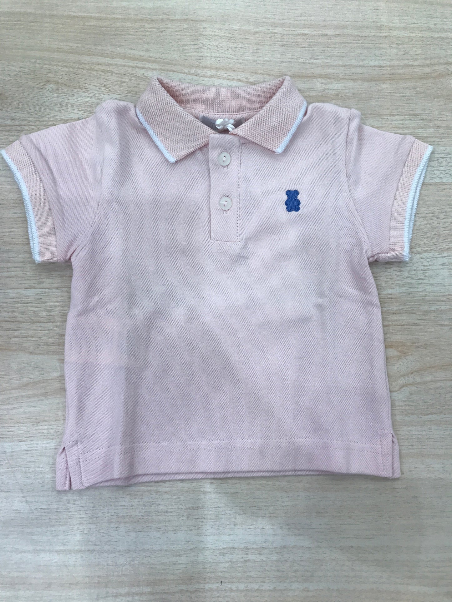 Polo Nanan in cotone mezza manica rosa con rifiniture bianche
