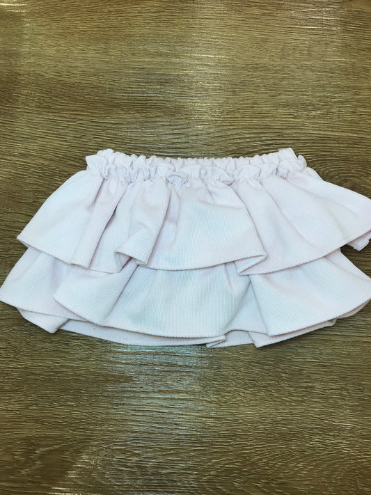 Culotte Fofettes in velluto a coste nei toni del rosa con doppia ruche e fiocco sul retro