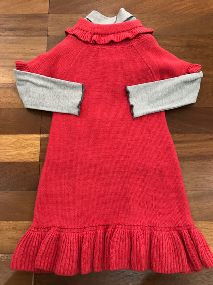 Abitino Juppolà in lana mezza manica con rusche collo alto bordo con rusche trecce centrali con maglia caldo cotone grigia