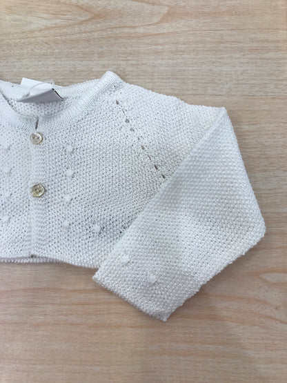 Cardigan Paz Rodriguez in filo panna traforato con pois tono su tono in rilievo