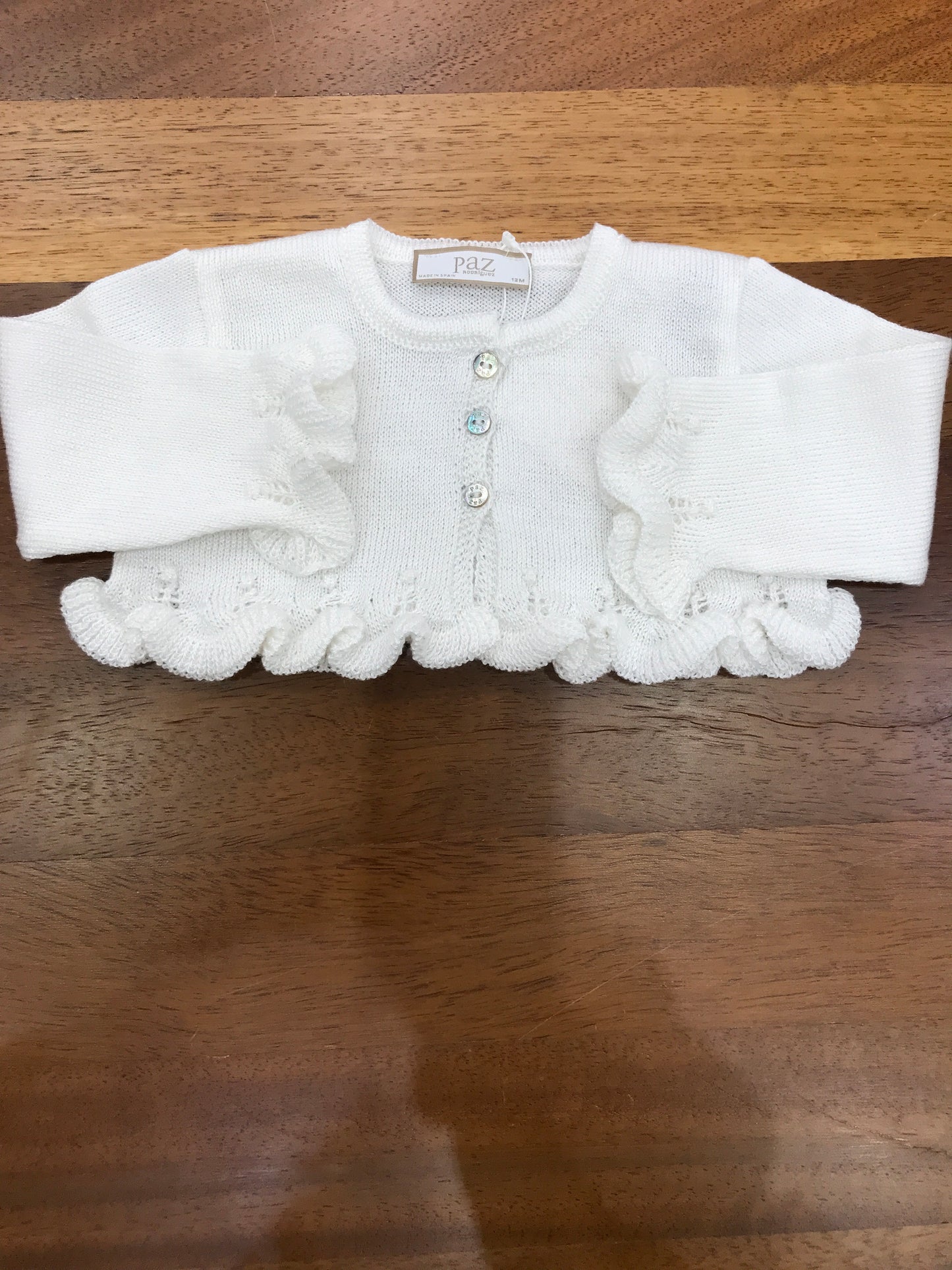 Cardigan Paz Rodriguez infilo panna manica lunga smerlata ai polsini con tre piccoli bottoncini