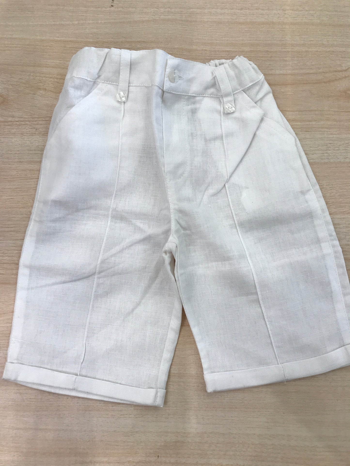 Pantalone Coccodè in lino bianco con tasche laterali con elastico in vita