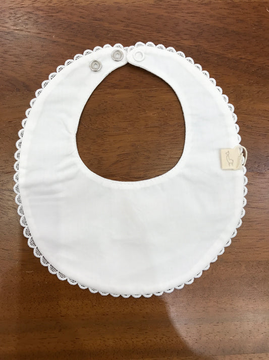 Bavetta Baby Gi in cotone bianca con smerlo al bordo