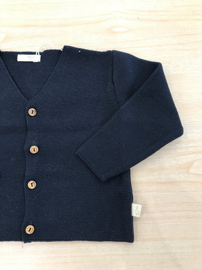 Cardigan PCS in filo blu scuro con piccoli bottoncini