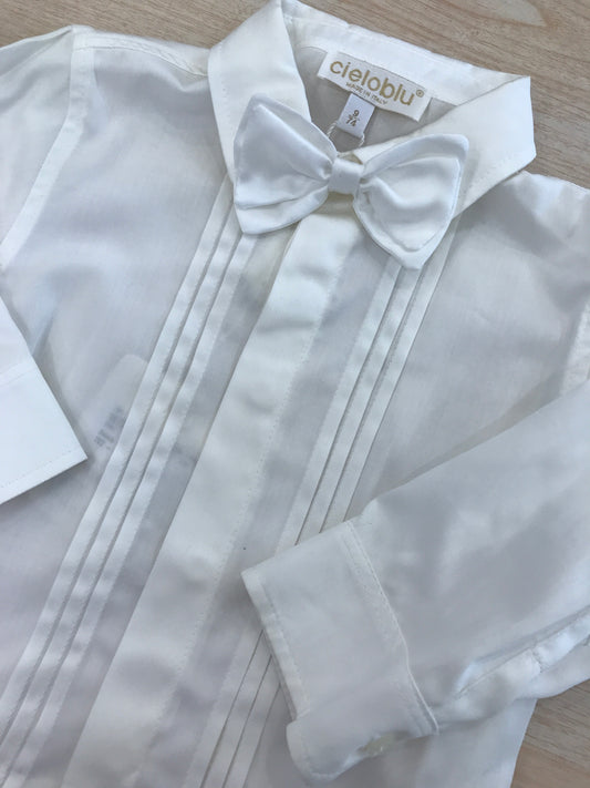 Camicia Cielo Blu manica lunga con pieghe e papillon coordinato