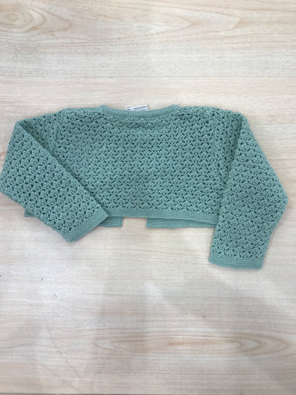 Cardigan Paz Rodriguez in filo traforato verde con due piccoli bottoni in legno