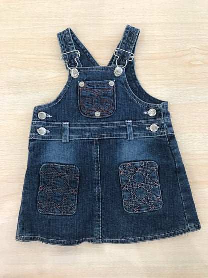 Salopette Baby Dior in jeans scuro  con bretelle e taschina sul davanti
