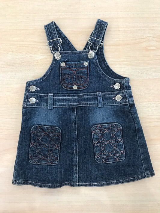 Salopette Baby Dior in jeans scuro  con bretelle e taschina sul davanti