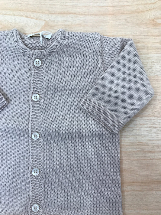 Cardigan Baby Lord in filo manica  lunga con bottoncini sul davanti dal colore tortora